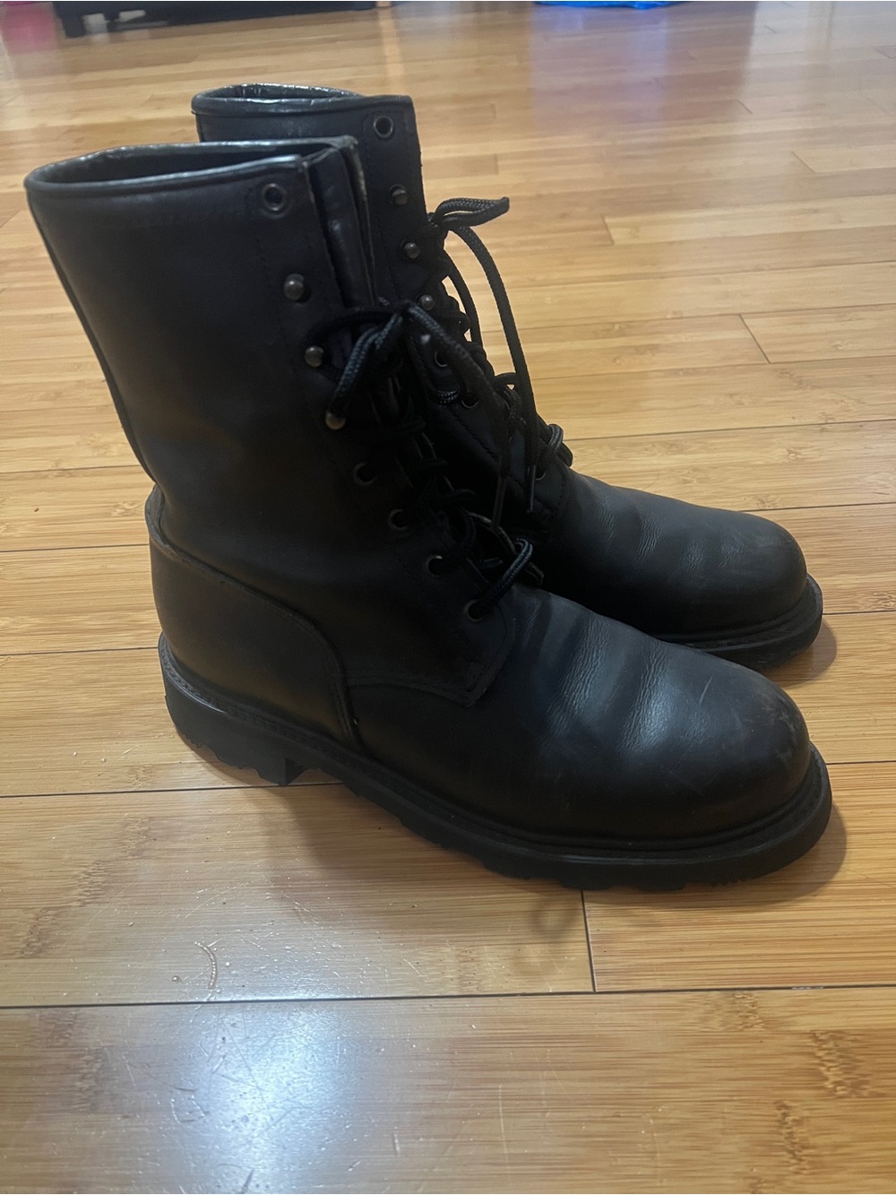 Vintage Red Wing Men's Black Leather Lace-Up Combat Boots 8.5B